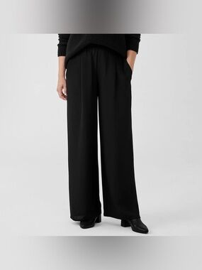 Eileen Fisher Wide Leg Black Trouser Pants